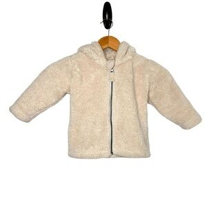 Hanna Andersson Toddler Plush Sherpa Teddy Bear Hoodie Jacket Sz 2T Oatmeal